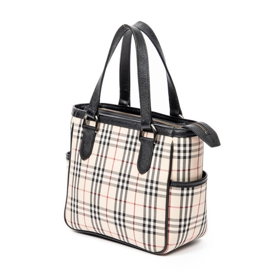 Burberry Side Pocket Zip Tote en Beige/Negro Lienzo - Image 2