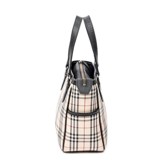 Burberry Side Pocket Zip Tote en Beige/Negro Lienzo - Image 3