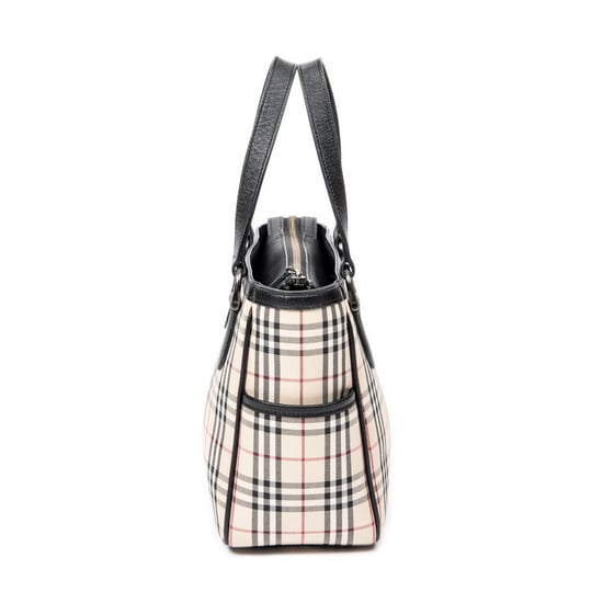Burberry Side Pocket Zip Tote en Beige/Negro Lienzo - Image 4