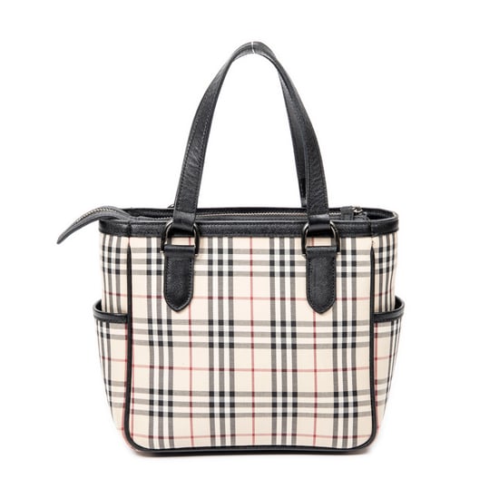 Burberry Side Pocket Zip Tote en Beige/Negro Lienzo - Image 5