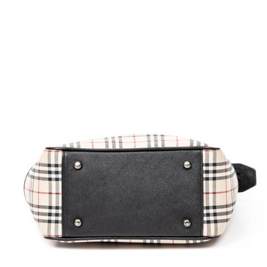 Burberry Side Pocket Zip Tote en Beige/Negro Lienzo - Image 6