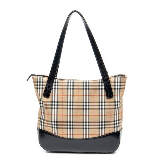 Burberry Burberrys Small Charm Tote  en Beige/Negro Lienzo - Image 5