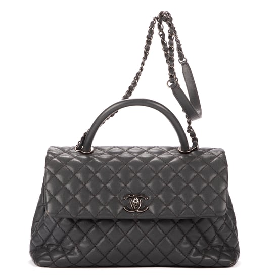 Chanel Timeless Top handle Large en Gris Piel de becerro - Image 1