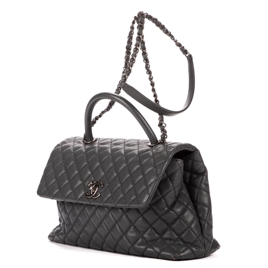 Chanel Timeless Top handle Large en Gris Piel de becerro - Image 2