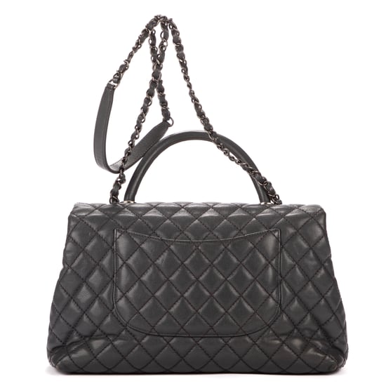 Chanel Timeless Top handle Large en Gris Piel de becerro - Image 4
