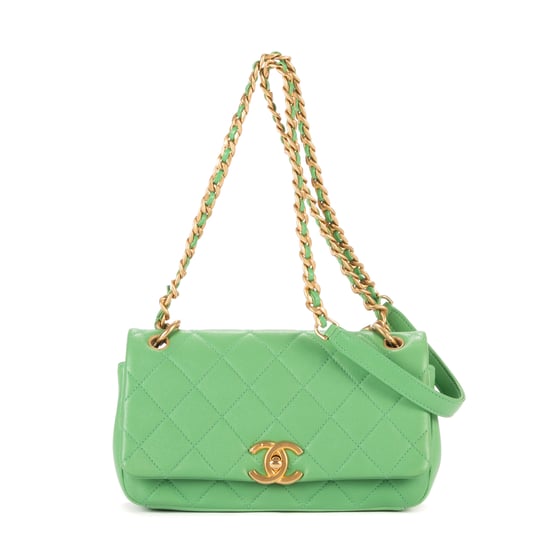 Chanel Top Handle Satchel Single Flap en Verde Piel de becerro - Image 1