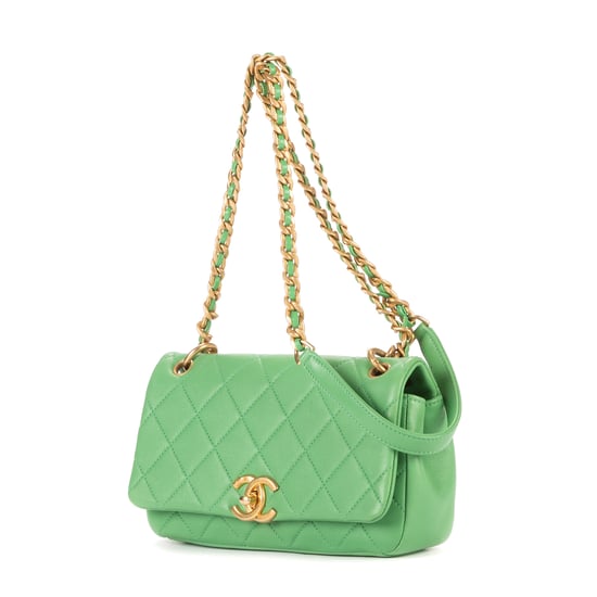 Chanel Top Handle Satchel Single Flap en Verde Piel de becerro - Image 2