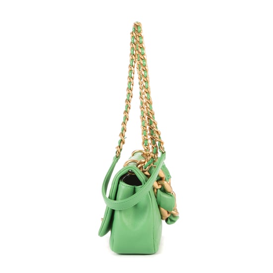 Chanel Top Handle Satchel Single Flap en Verde Piel de becerro - Image 3