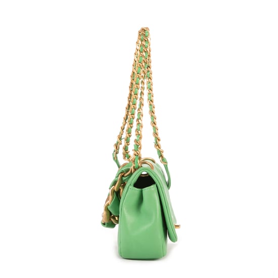 Chanel Top Handle Satchel Single Flap en Verde Piel de becerro - Image 5