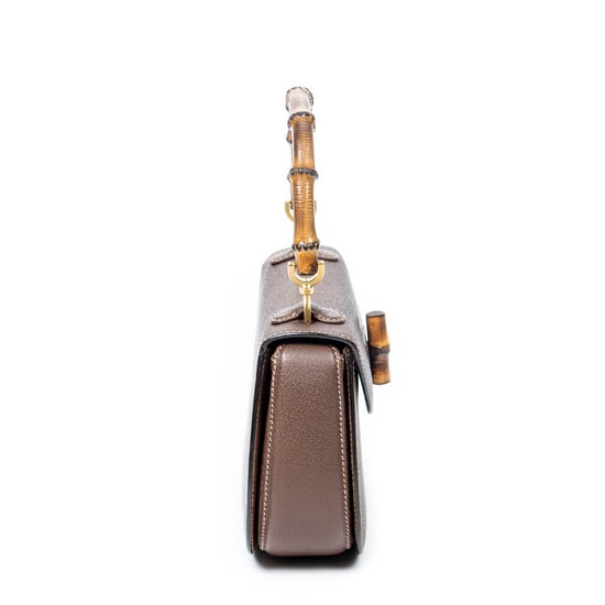 Gucci Small Bamboo Top Handle Flap  en Marrón Piel de becerro - Image 4