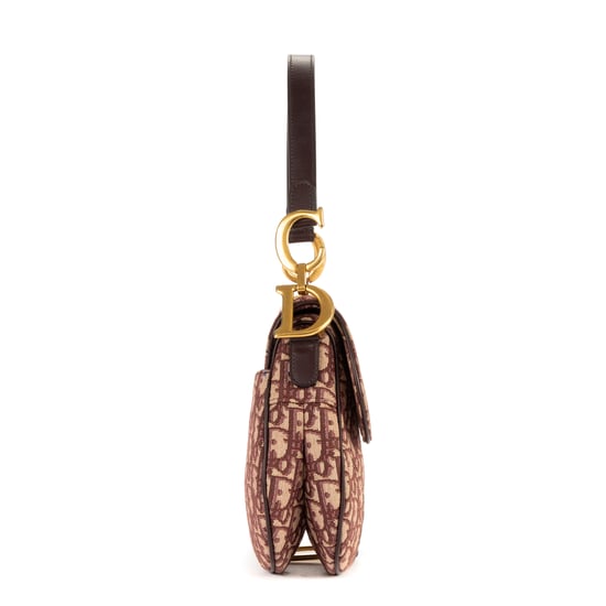 Dior Saddle Oblique en Borgoña Lienzo - Image 5