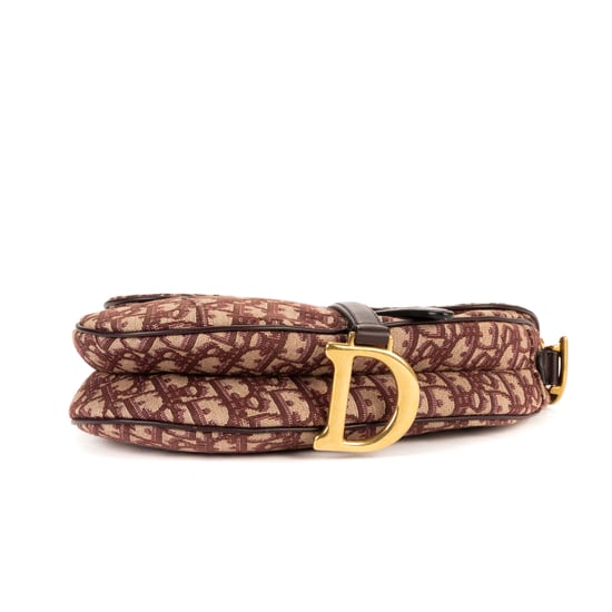 Dior Saddle Oblique en Borgoña Lienzo - Image 6