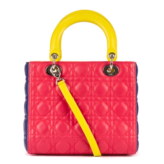 Dior Medium Lady-D  en Amarillo/Rosa/Azul Piel de becerro - Image 4