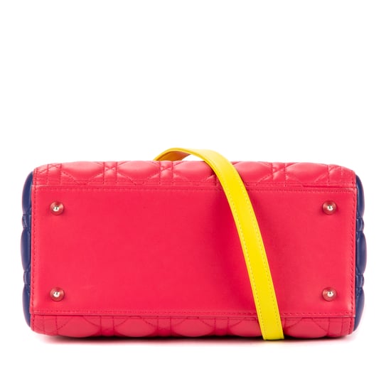 Dior Medium Lady-D  en Amarillo/Rosa/Azul Piel de becerro - Image 6