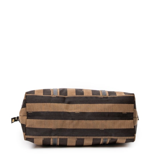 Fendi Large Pequin Zip Tote en Bronceado/Negro Lienzo - Image 6