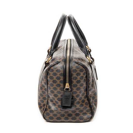 Celine Vintage Small Boston  en Marrón/Negro Lona recubierta - Image 4