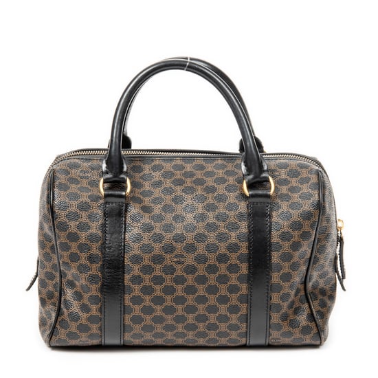 Celine Vintage Small Boston  en Marrón/Negro Lona recubierta - Image 5