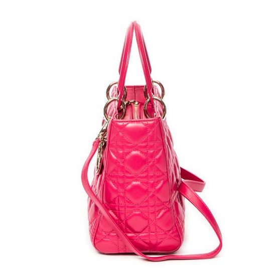 Dior Medium Lady Dior Zip en Fucsia Piel de becerro - Image 3