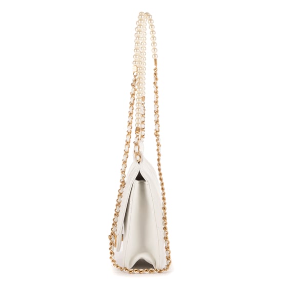 Chanel Vintage Pearl Wallet on Chain  en Blanco Piel de becerro - Image 3