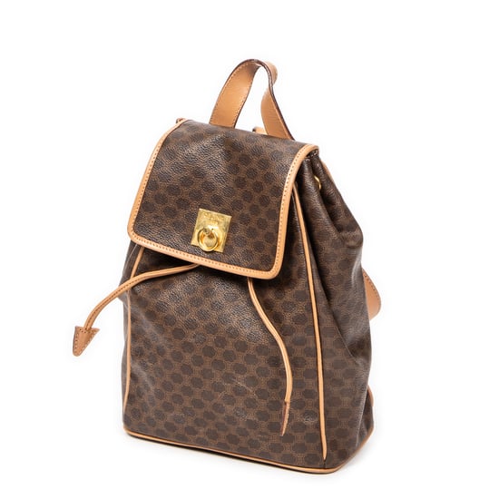 Celine Small Flap Drawstring Backpack en Beige/Marrón Lona recubierta - Image 2