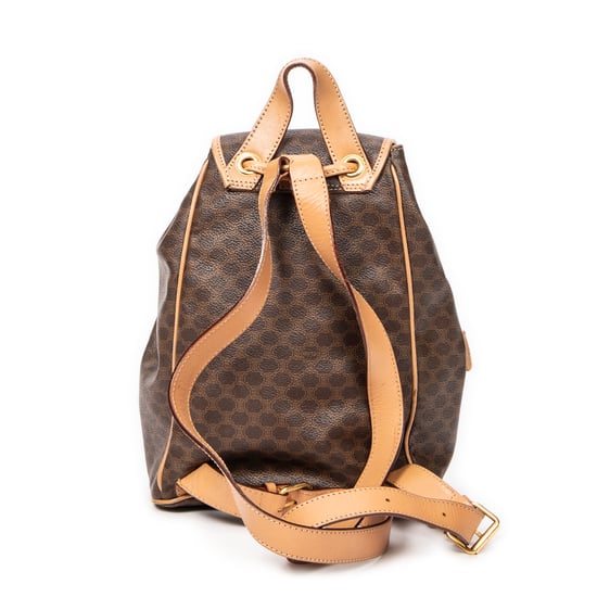 Celine Small Flap Drawstring Backpack en Beige/Marrón Lona recubierta - Image 5