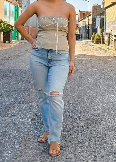 Sage Green Tall Mono Bow Corset Top Sage - Image 1