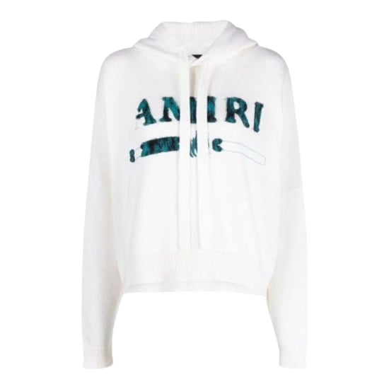 Sudadera con capucha de punto blanca con el logotipo del MA Bar de Amiri Leopard - Image 1