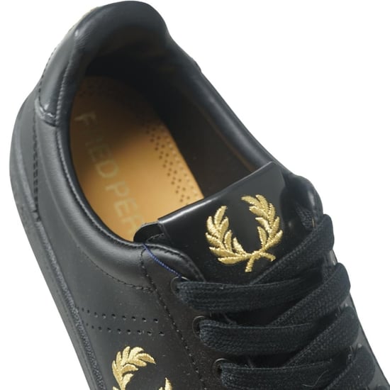 Zapatillas Fred Perry B4290 220 B721 de piel con lengüeta de cuero negro - Image 4