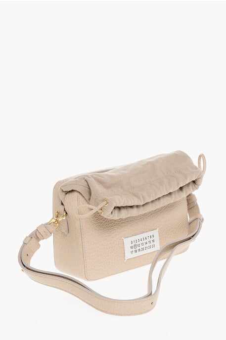 Bolso bandolera MM11 5A de piel texturizada con detalle de lona en rosa - Image 3