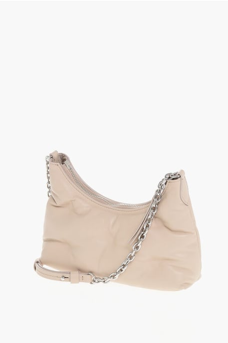 Bolso hobo GLAM SLAM MM11 de piel acolchada con cadena para el hombro en rosa - Image 2