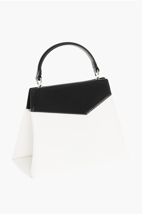 Bolso bandolera SNATCHED de piel bicolor en blanco y negro - Image 2