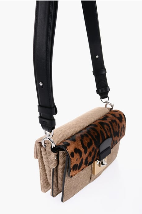 Bolso bandolera bicolor con detalle animalier en beige - Image 4