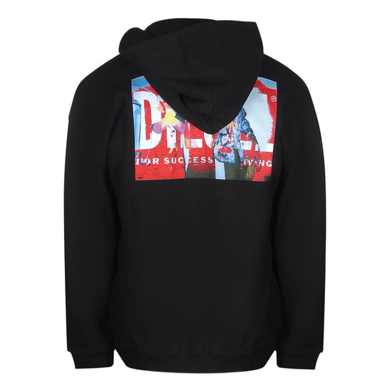 Sudadera negra con capucha y diseño gráfico llamativo de Diesel en la espalda - Image 2