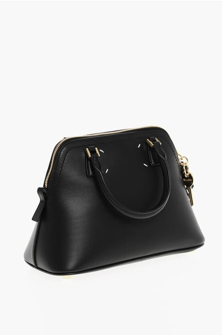 Bolso de mano MM11 de piel 5AC con bandolera extraíble en color negro - Image 2
