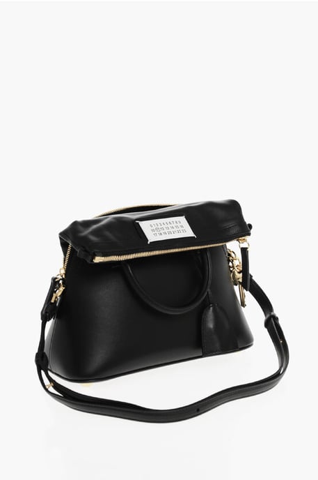 Bolso de mano MM11 de piel 5AC con bandolera extraíble en color negro - Image 3