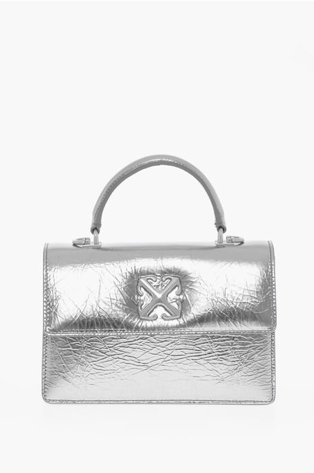 Bolso de mano de piel metalizada con bandolera extraíble en color plata - Image 1