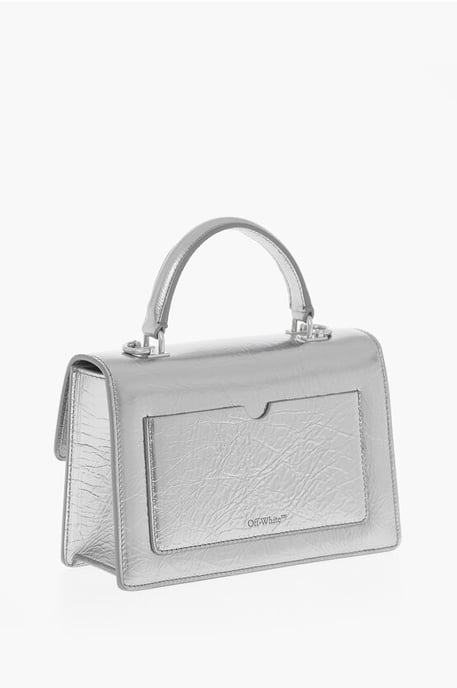 Bolso de mano de piel metalizada con bandolera extraíble en color plata - Image 2