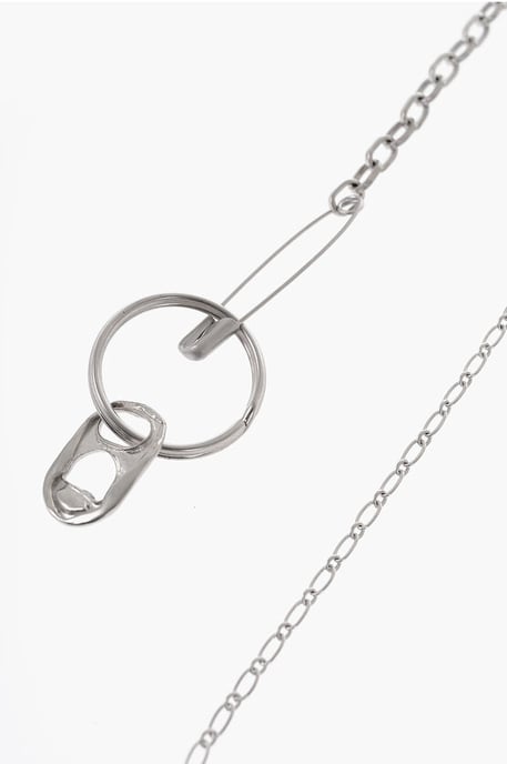 Alfileres MM6 con diseño de imperdibles y cadenas en plata - Image 2
