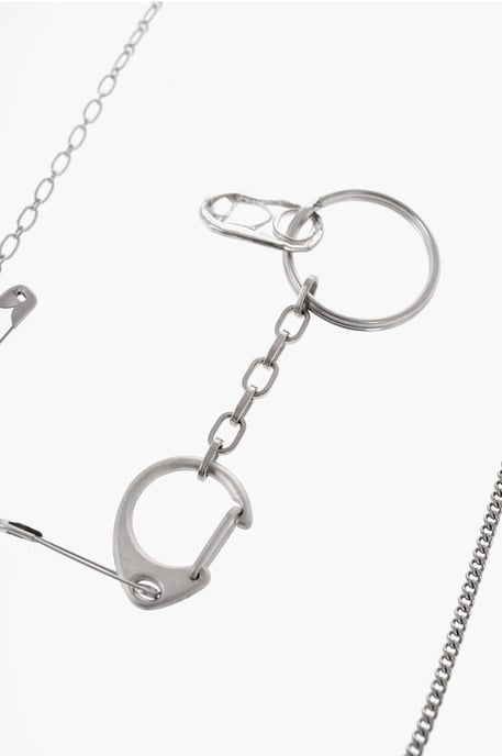 Alfileres MM6 con diseño de imperdibles y cadenas en plata - Image 3
