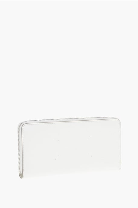 Cartera MM11 de piel texturizada con cremallera en color blanco - Image 2