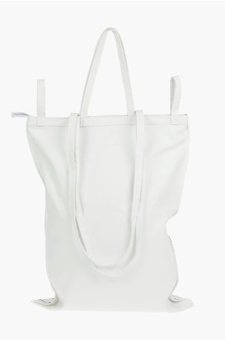 Bolso tote maxi de lona MM6 con estampado PAINT-SPLATTER y logotipo en blanco - Image 2