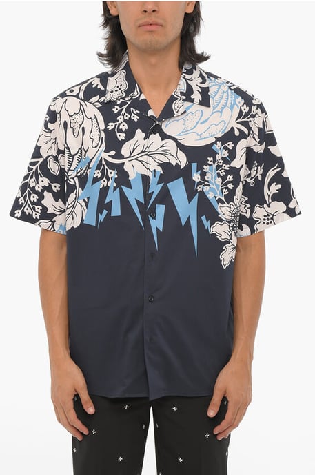 Camisa holgada de manga corta HAWAIIAN BOLTS en azul - Image 1