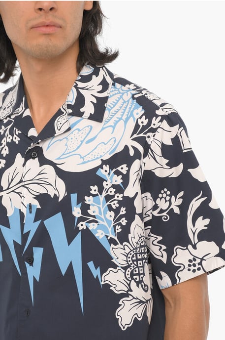 Camisa holgada de manga corta HAWAIIAN BOLTS en azul - Image 3