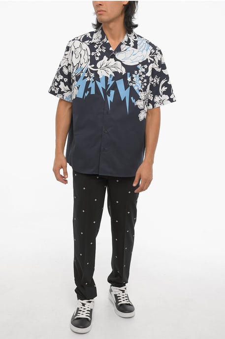 Camisa holgada de manga corta HAWAIIAN BOLTS en azul - Image 4