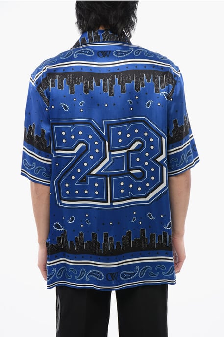 Camisa de bolos con motivo de bandana en azul y negro - Image 2