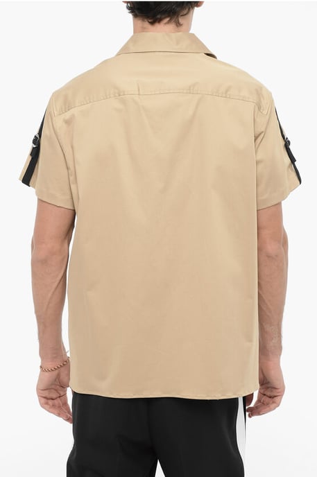 Camisa sahariana de manga corta con doble bolsillo en el pecho en beige - Image 2