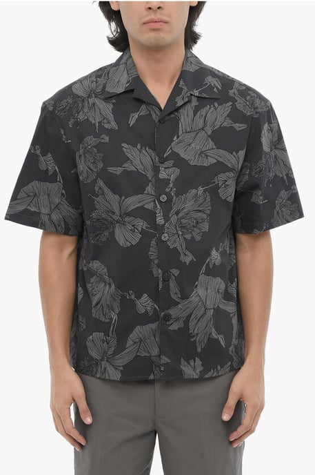Camisa de corte cuadrado con estampado floral y cierre oculto en gris - Image 1