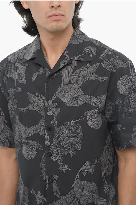 Camisa de corte cuadrado con estampado floral y cierre oculto en gris - Image 3