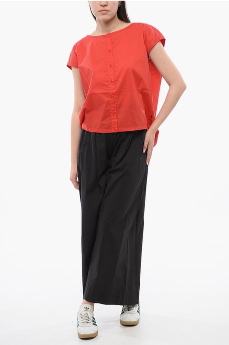 Camisa sin mangas Popeline con cordón ajustable en rojo - Image 4