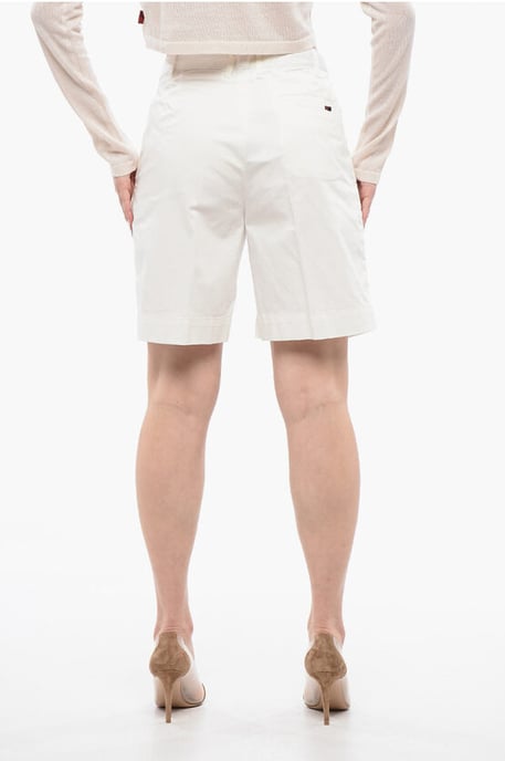 Pantalones cortos elásticos con doble pliegue en blanco - Image 2